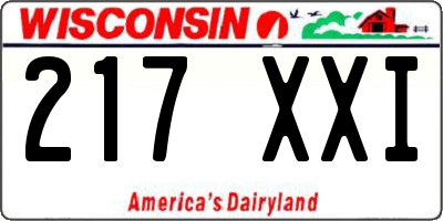 WI license plate 217XXI