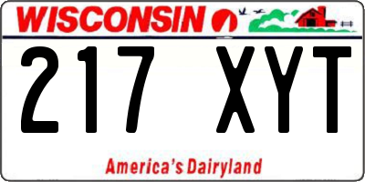 WI license plate 217XYT