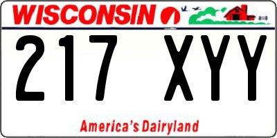 WI license plate 217XYY