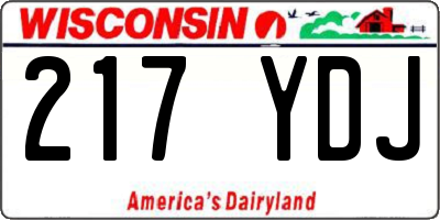 WI license plate 217YDJ