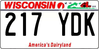 WI license plate 217YDK