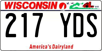 WI license plate 217YDS