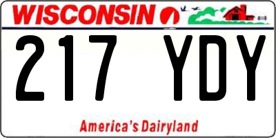 WI license plate 217YDY