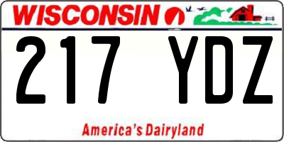 WI license plate 217YDZ