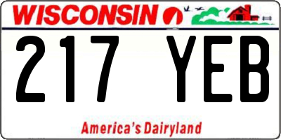 WI license plate 217YEB