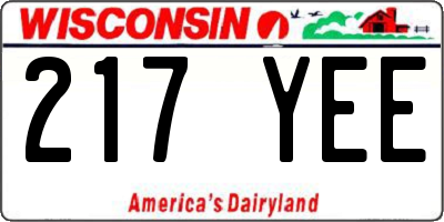 WI license plate 217YEE