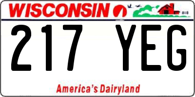 WI license plate 217YEG