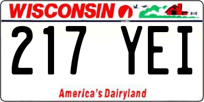 WI license plate 217YEI