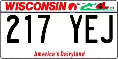 WI license plate 217YEJ