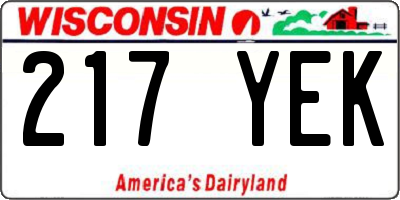WI license plate 217YEK