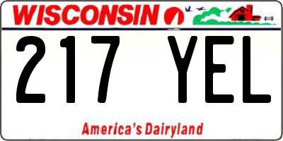 WI license plate 217YEL