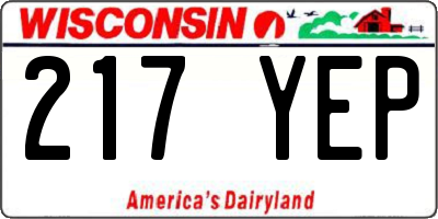 WI license plate 217YEP