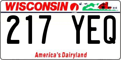 WI license plate 217YEQ