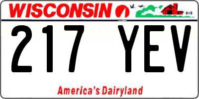 WI license plate 217YEV