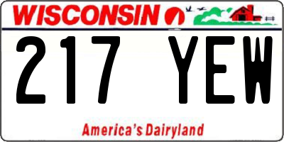 WI license plate 217YEW