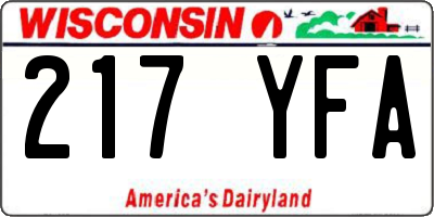 WI license plate 217YFA
