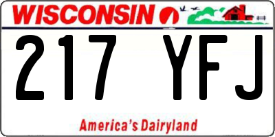 WI license plate 217YFJ
