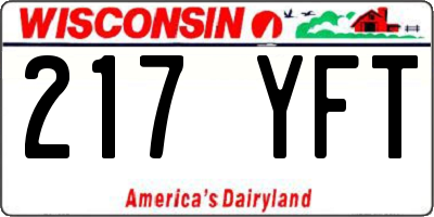WI license plate 217YFT