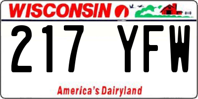 WI license plate 217YFW