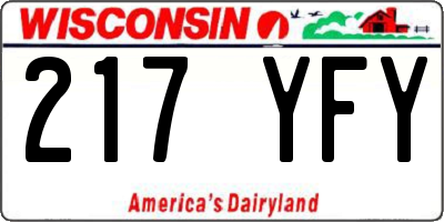 WI license plate 217YFY