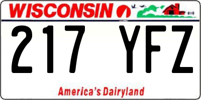 WI license plate 217YFZ