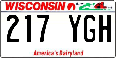 WI license plate 217YGH