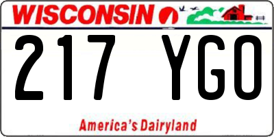WI license plate 217YGO