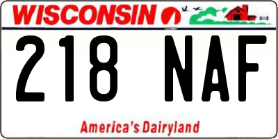 WI license plate 218NAF