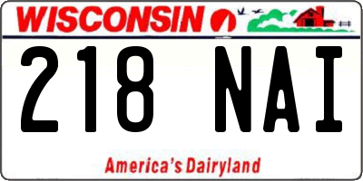 WI license plate 218NAI