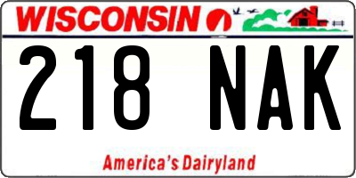 WI license plate 218NAK
