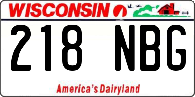 WI license plate 218NBG