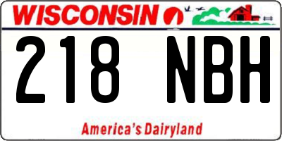 WI license plate 218NBH