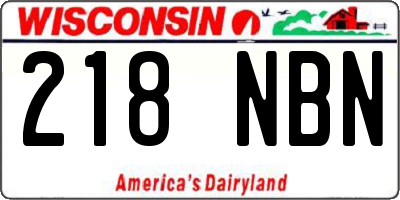WI license plate 218NBN