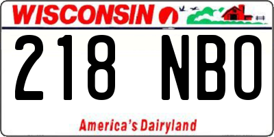 WI license plate 218NBO