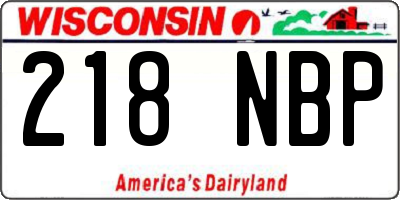 WI license plate 218NBP