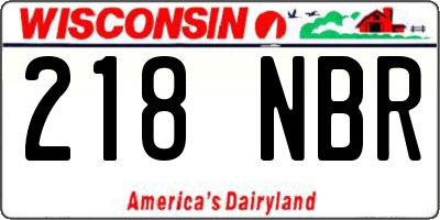 WI license plate 218NBR