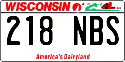 WI license plate 218NBS