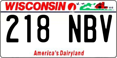 WI license plate 218NBV