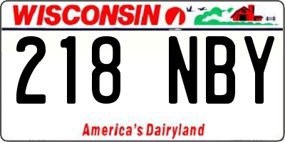 WI license plate 218NBY