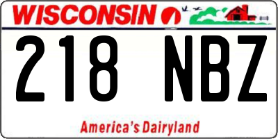 WI license plate 218NBZ