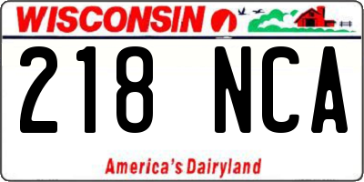 WI license plate 218NCA