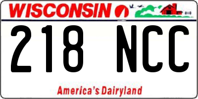 WI license plate 218NCC