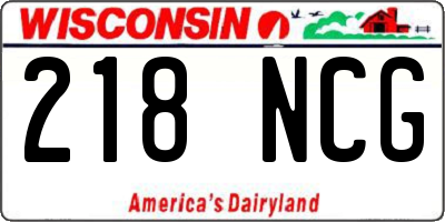 WI license plate 218NCG