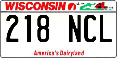 WI license plate 218NCL