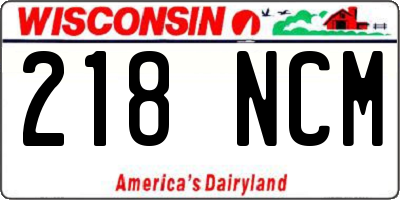 WI license plate 218NCM