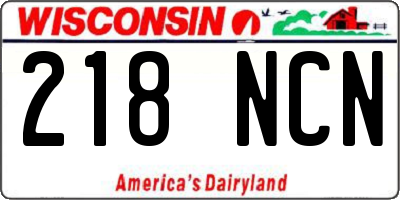 WI license plate 218NCN