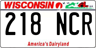WI license plate 218NCR