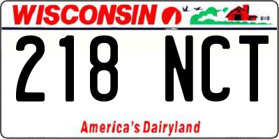 WI license plate 218NCT