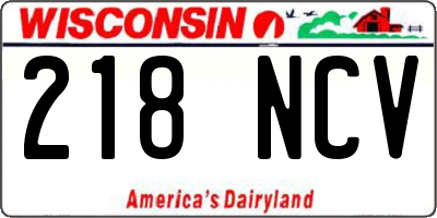 WI license plate 218NCV