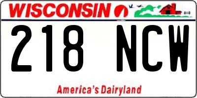 WI license plate 218NCW